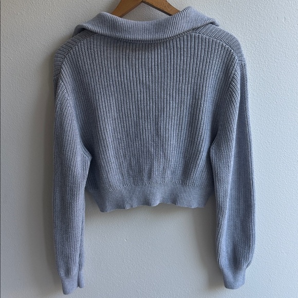 Aritzia TNA Womens XXS Ashbury Quarter Zip Cropped Pullover Ribbed Knit Gray - Picture 10 of 13